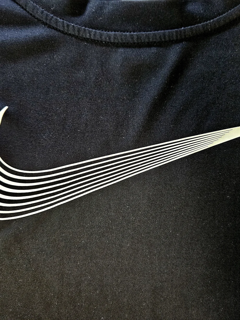 Nike Black Tee with White Layered Swoosh